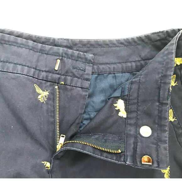 Lilly Pulitzer Navy Blue Yellow Wasp Embroidered Main Line Fit Pants Size 2 - Picture 5 of 9